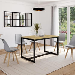 Table à manger rectangle fixe - IDMARKET - DETROIT - Bois et noir - 6 personnes - 120 cm