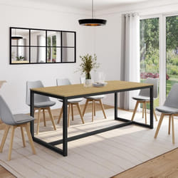 Table à manger rectangle fixe - IDMARKET - DETROIT - Bois et noir - 8 personnes - 180 cm