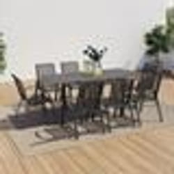 IDMARKET Salon de jardin POLY extensible table 90-180 CM et 8 chaises gris foncé