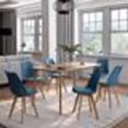 IDMARKET Lot de 6 chaises scandinaves SARA bleu canard pour salle à manger