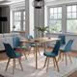 IDMARKET Lot de 6 chaises scandinaves SARA bleu canard pour salle à manger