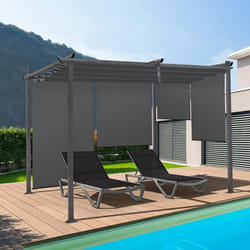 IDMARKET Pergola édition spéciale toit rétractable 3x4 M et 4 stores gris anthracite