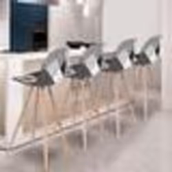 IDMARKET Lot de 4 tabourets de bar SARA motifs patchworks noirs gris et blancs