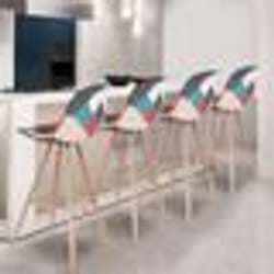IDMARKET Lot de 4 tabourets de bar SARA motifs patchworks multi-couleurs