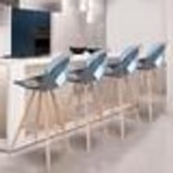 IDMARKET Lot de 4 tabourets de bar SARA motifs patchworks bleus