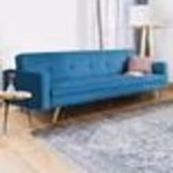 IDMARKET Canapé droit scandinave 3 places convertible LARS bleu canard