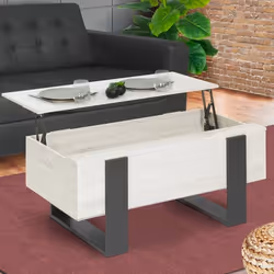 IDMARKET Table basse plateau relevable rectangulaire PHOENIX bois gris