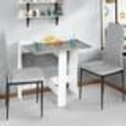 IDMARKET Table console pliable EDI 2-4 personnes blanche plateau effet béton 103 x 76 cm