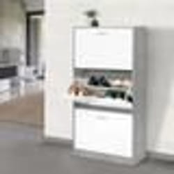 IDMARKET Meuble à chaussures 18 paires KLARK effet béton 3 portes blanches