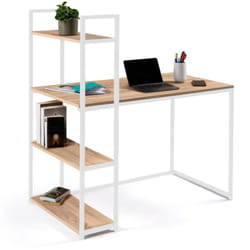 Idmarket - Bureau bibliothèque detroit design industriel bois et métal blanc