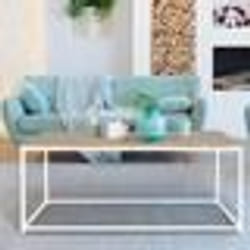 IDMARKET Table basse rectangulaire DETROIT 113 cm design industriel bois et métal blanc