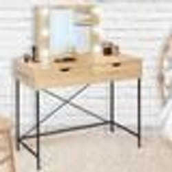 IDMARKET Coiffeuse LOUISA design industriel avec miroir LED