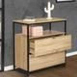 IDMARKET Commode 2 tiroirs DETROIT 80 cm design industriel avec étagère
