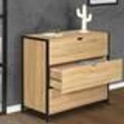 IDMARKET Commode 3 tiroirs DETROIT 80 cm design industriel