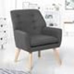 IDMARKET Fauteuil scandinave NAT en tissu gris anthracite