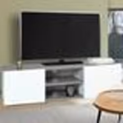 IDMARKET Meuble TV 113 cm ELI effet béton portes blanches