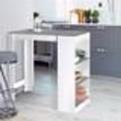 IDMARKET Table de bar BARTH 2 à 4 personnes bois blanc plateau effet béton