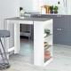 IDMARKET Table de bar BARTH 2 à 4 personnes bois blanc plateau effet béton
