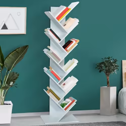 IDMARKET Etagère bibliothèque à livres TEA forme darbre 10 niveaux blanche