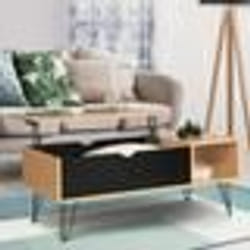 IDMARKET Table basse plateau relevable rectangulaire NOEMI bois pied épingle