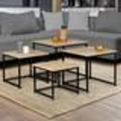 IDMARKET Lot de 4 tables basses gigognes DETROIT 35/40/45/50 design industriel