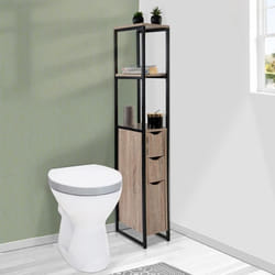 IDMARKET Meuble WC 3 portes DETROIT design industriel avec étagères