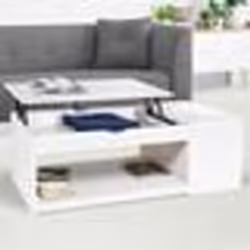 IDMARKET Table basse plateau relevable rectangulaire ELEA avec coffre bois blanc