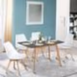 IDMARKET Table scandinave extensible rectangle INGA 4-8 personnes plateau gris anthracite pieds bois 120-160 cm