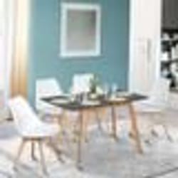 IDMARKET Table scandinave extensible rectangle INGA 4-8 personnes plateau gris anthracite pieds bois 120-160 cm