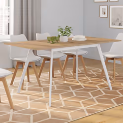 IDMARKET Table scandinave extensible rectangle INGA 4-8 personnes plateau bois pieds blancs 120-160 cm