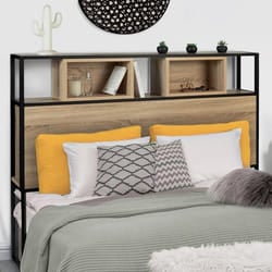 IDMARKET Tête de lit sur pied DETROIT 145 cm bois et métal noir design industriel