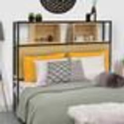 IDMARKET Tête de lit sur pied DETROIT 165 cm bois et métal noir design industriel