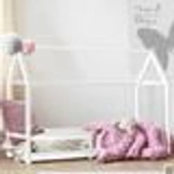 IDMARKET Lit cabane enfant 90 x 190 cm NESSI blanc avec sommier et barrières