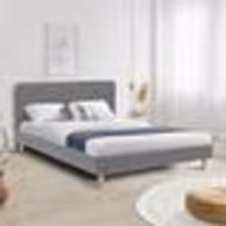IDMARKET Lit double scandinave BALTA avec tête de lit et sommier 140 x 190 cm tissu gris clair