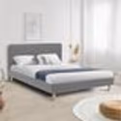 IDMARKET Lit double scandinave BALTA avec tête de lit et sommier 160 x 200 cm tissu gris clair