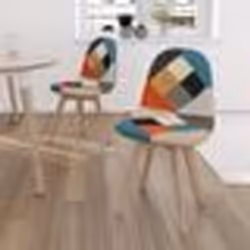 IDMARKET Lot de 2 chaises scandinaves SARA motifs patchworks multi-couleurs
