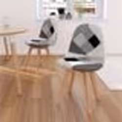 IDMARKET Lot de 2 chaises scandinaves SARA motifs patchworks noirs gris et blancs