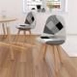 IDMARKET Lot de 2 chaises scandinaves SARA motifs patchworks noirs gris et blancs