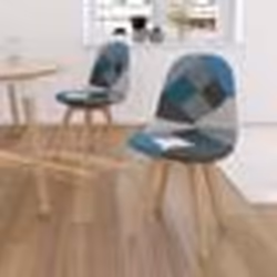 IDMARKET Lot de 2 chaises scandinaves SARA motifs patchworks bleus
