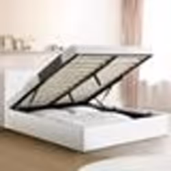 IDMARKET Lit coffre double AUSTIN avec tête de lit et sommier 160 x 200 cm PVC blanc