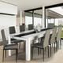 IDMARKET Table à manger rectangle GEORGIA 8 personnes blanche et noire 160 x 90 cm