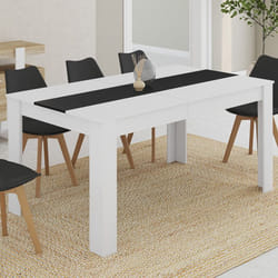 Table à manger rectangle fixe - IDMARKET - GEORGIA - Blanc et noir - 8 personnes - 160 cm