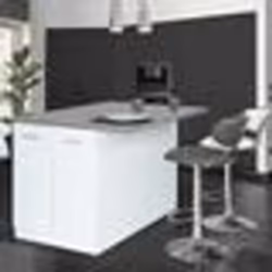 IDMARKET Ilot central IVO 120 cm blanc avec plan de travail effet béton