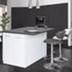 IDMARKET Ilot central IVO 120 cm blanc avec plan de travail gris anthracite