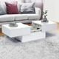 IDMARKET Table basse coulissante rectangulaire MARTA bois blanc