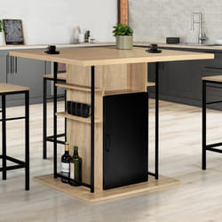 IDMARKET Ilot central UGO 110 cm bois noir et imitation hêtre avec rangements design industriel