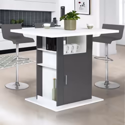IDMARKET Ilot central UGO 110 cm bois blanc et gris avec rangements