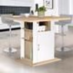 IDMARKET Ilot central UGO 110 cm bois blanc et imitation hêtre avec rangements