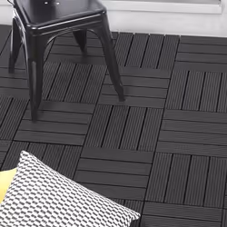 IDMARKET Lot de 5 dalles de terrasse WODHY clipsables bois composite noire 30 x 30 cm