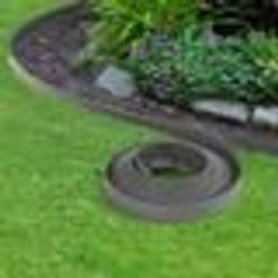 IDMARKET Bordurette de jardin flexible 10 M gris anthracite hauteur 5 CM + 30 piquets